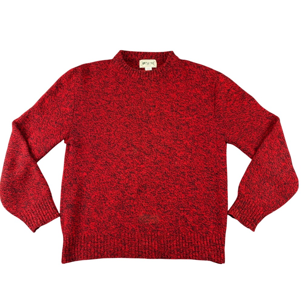Vintage American Eagle Outfitters Mens Large Red Black Wool Sweater Made USA
